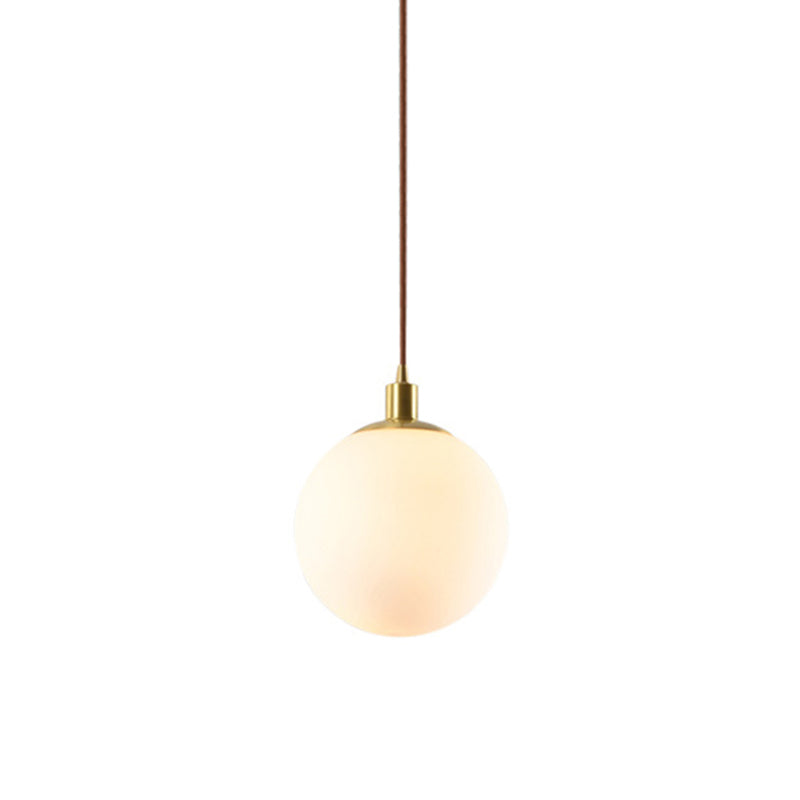 1 Light Spherical Pendant Lamp Modern Minimalist Opal  Glass Hanging Lamp for Living Room