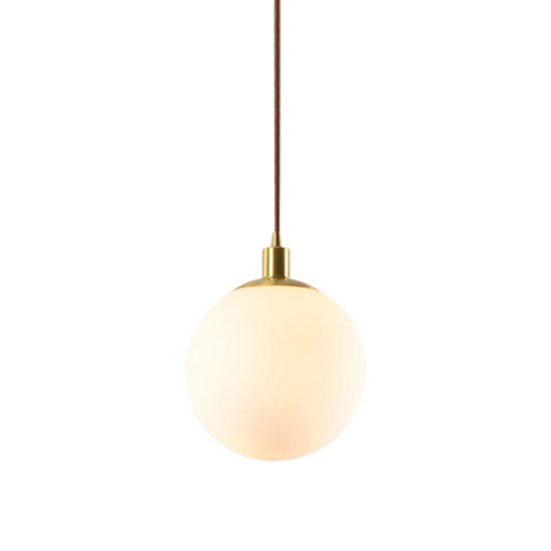 1 Light Spherical Pendant Lamp Modern Minimalist Opal  Glass Hanging Lamp for Living Room