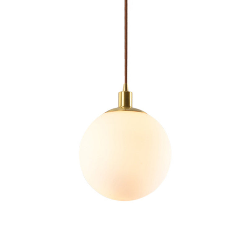 1 Light Spherical Pendant Lamp Modern Minimalist Opal  Glass Hanging Lamp for Living Room