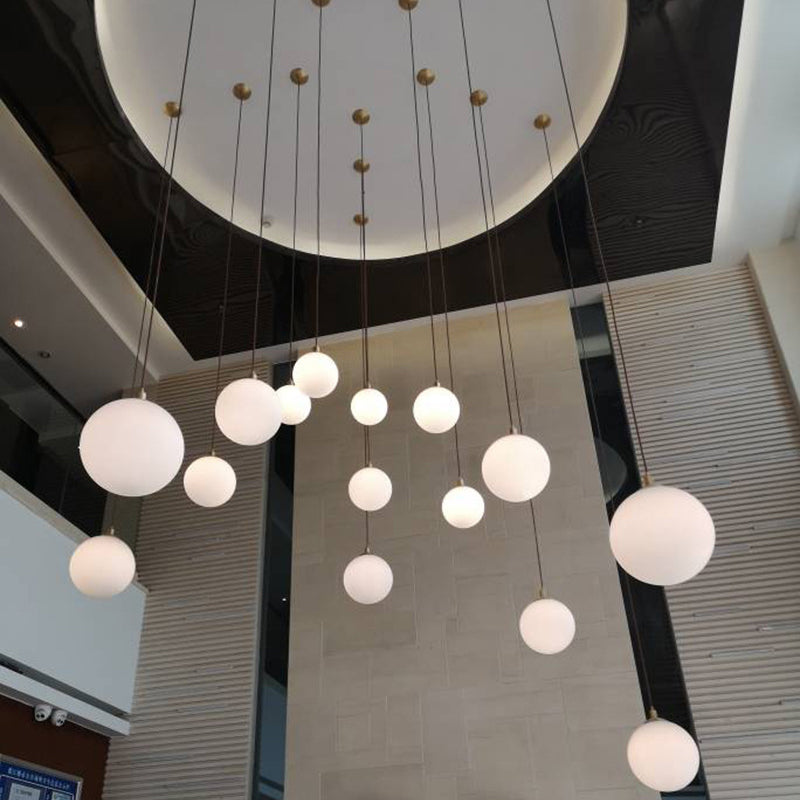 1 Light Spherical Pendant Lamp Modern Minimalist Opal  Glass Hanging Lamp for Living Room