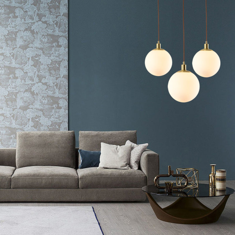 1 Light Spherical Pendant Lamp Modern Minimalist Opal  Glass Hanging Lamp for Living Room