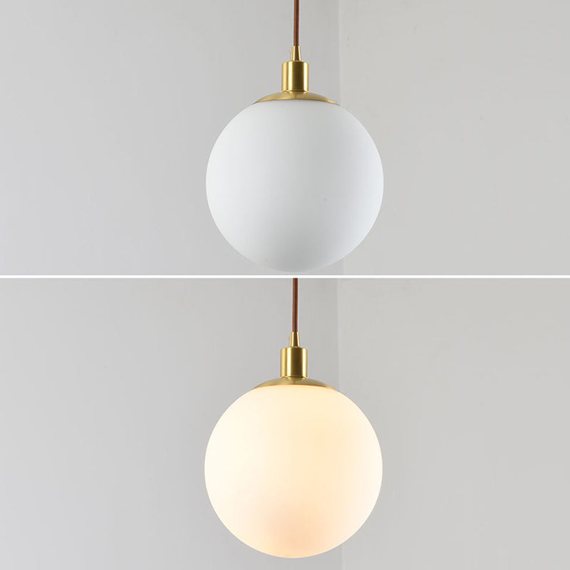 1 Light Spherical Pendant Lamp Modern Minimalist Opal  Glass Hanging Lamp for Living Room