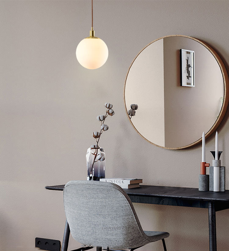 1 leichte kugelförmige Anhängerlampe moderne minimalistische Opalglashängelampe für Wohnzimmer