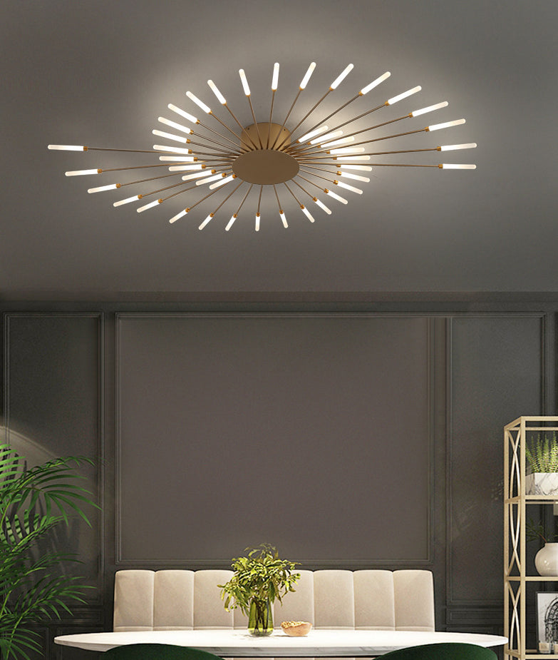 Moderna simicidad LED Luz de techo Radial Metal Semi Flush Monte para sala de estar