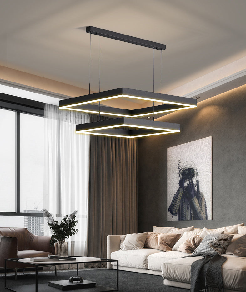 Modern Minimalist Style Squared Ceiling Pendant Light Acrylic Hanging Lamps for Living Room