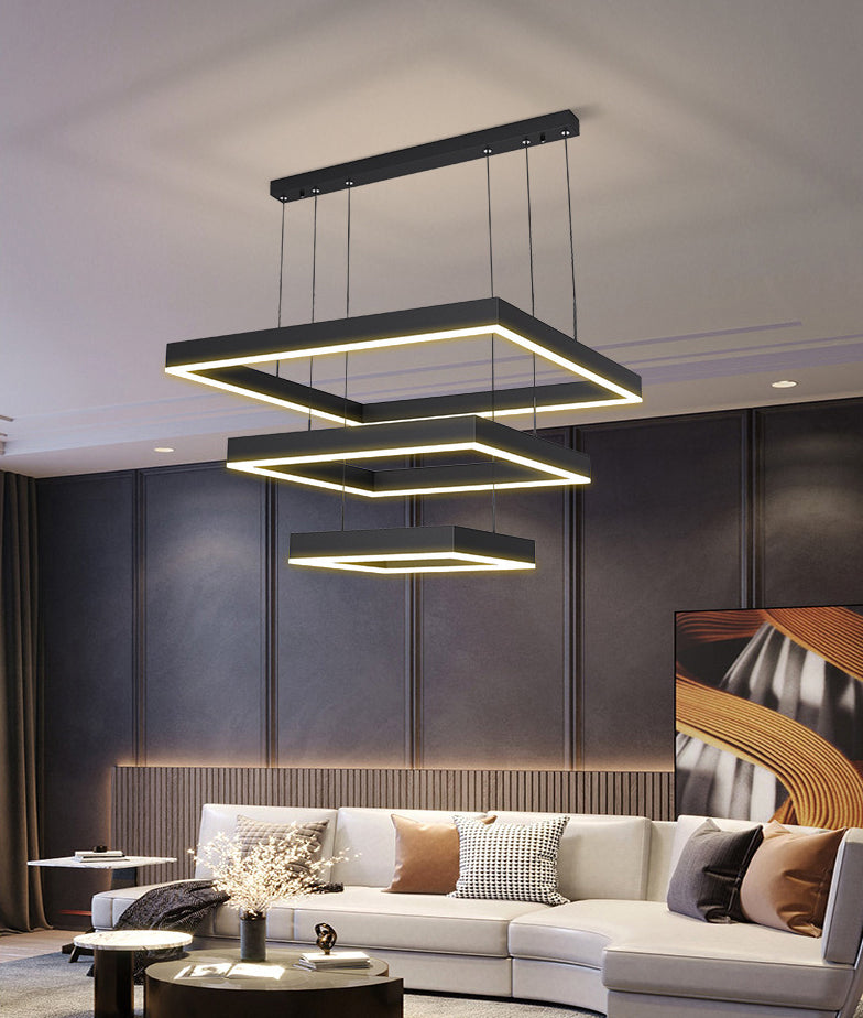 Modern Minimalist Style Squared Ceiling Pendant Light Acrylic Hanging Lamps for Living Room