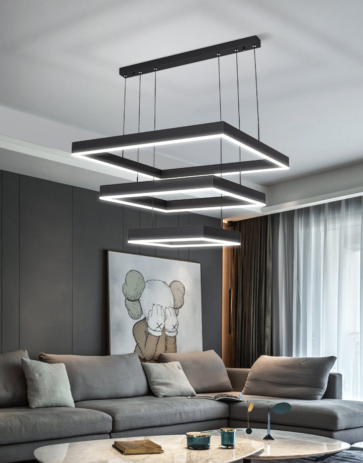 Modern Minimalist Style Squared Ceiling Pendant Light Acrylic Hanging Lamps for Living Room