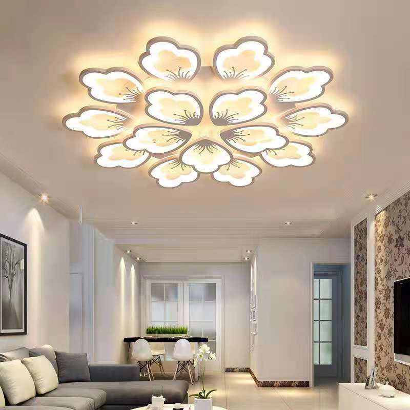 White Acrylic Shade Semi Flush Ceiling Light in Modern Concise Style Radial Metal Indoor Flush Mount