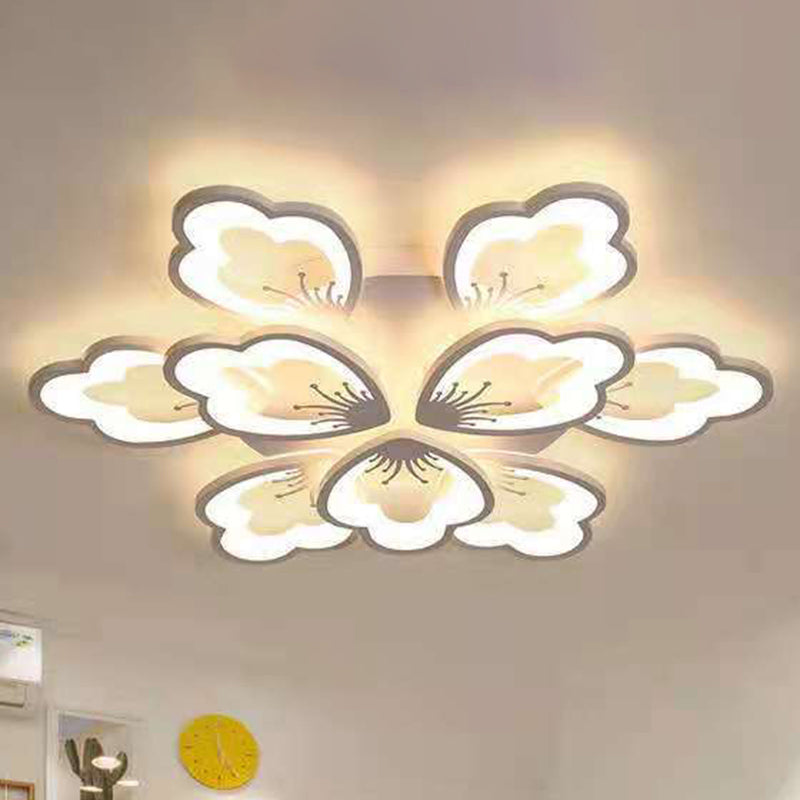 Blanc en acrylique Shade Semi Flush Plafond Light in Modern Conce Concis Radial Metal Indoor Flush Mount