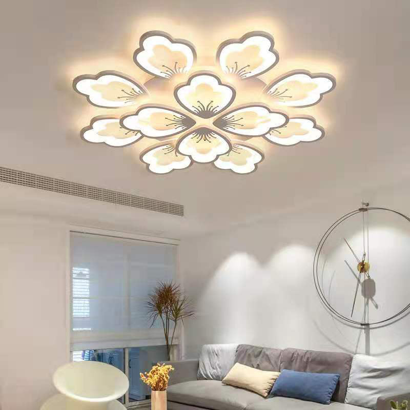 White Acrylic Shade Semi Flush Ceiling Light in Modern Concise Style Radial Metal Indoor Flush Mount