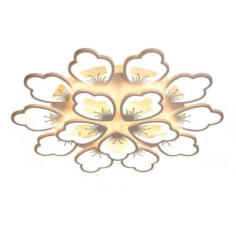 White Acrylic Shade Semi Flush Ceiling Light in Modern Concise Style Radial Metal Indoor Flush Mount