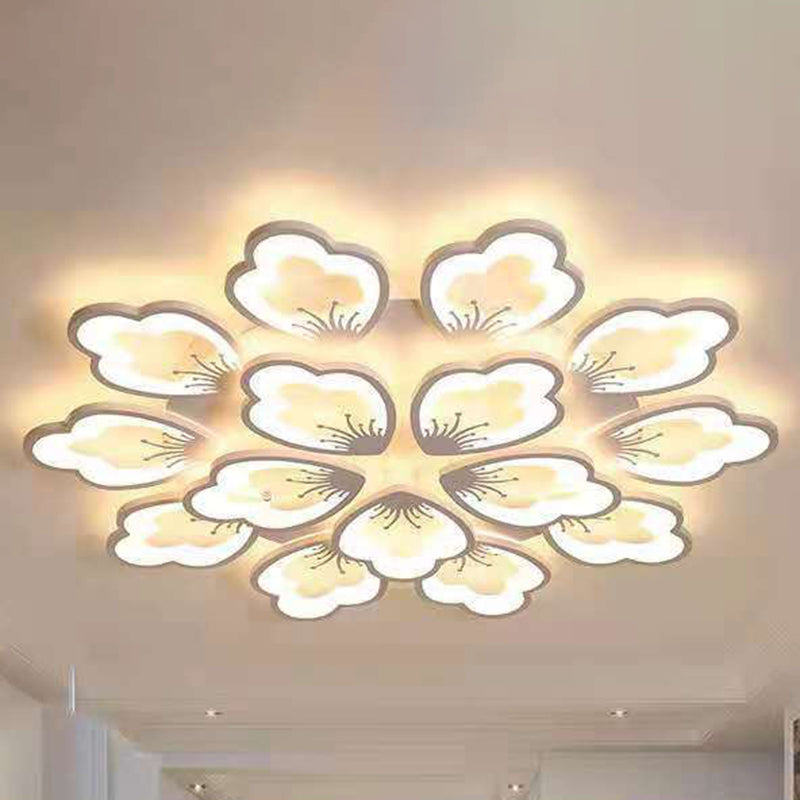 Blanc en acrylique Shade Semi Flush Plafond Light in Modern Conce Concis Radial Metal Indoor Flush Mount