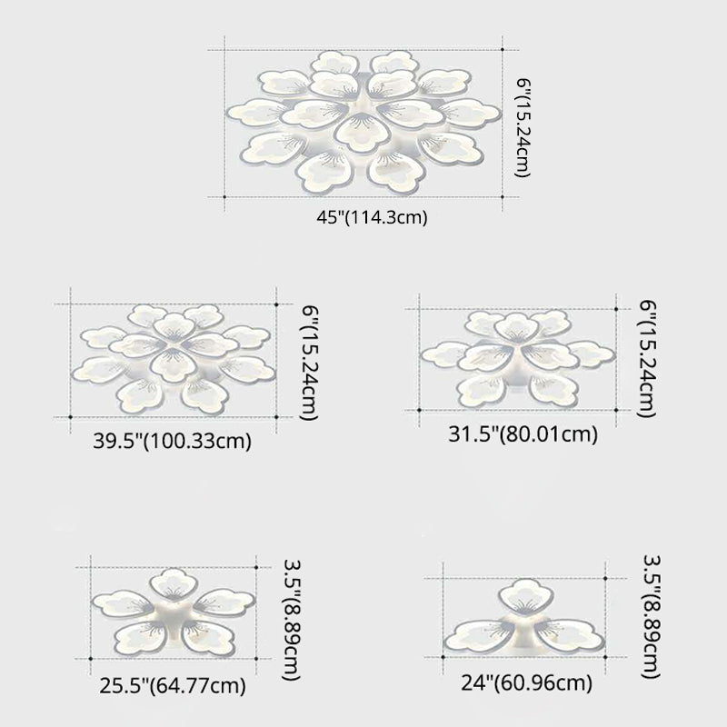 White Acrylic Shade Semi Flush Ceiling Light in Modern Concise Style Radial Metal Indoor Flush Mount