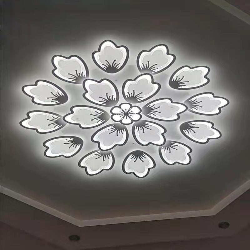 White Acrylic Shade Semi Flush Ceiling Light in Modern Concise Style Radial Metal Indoor Flush Mount