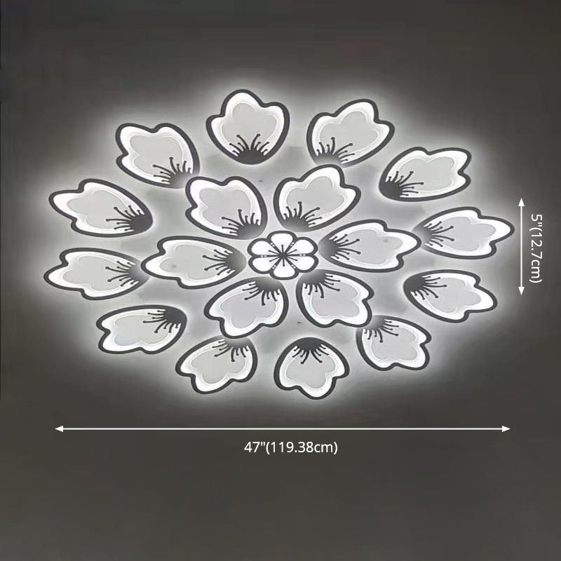 White Acrylic Shade Semi Flush Ceiling Light in Modern Concise Style Radial Metal Indoor Flush Mount