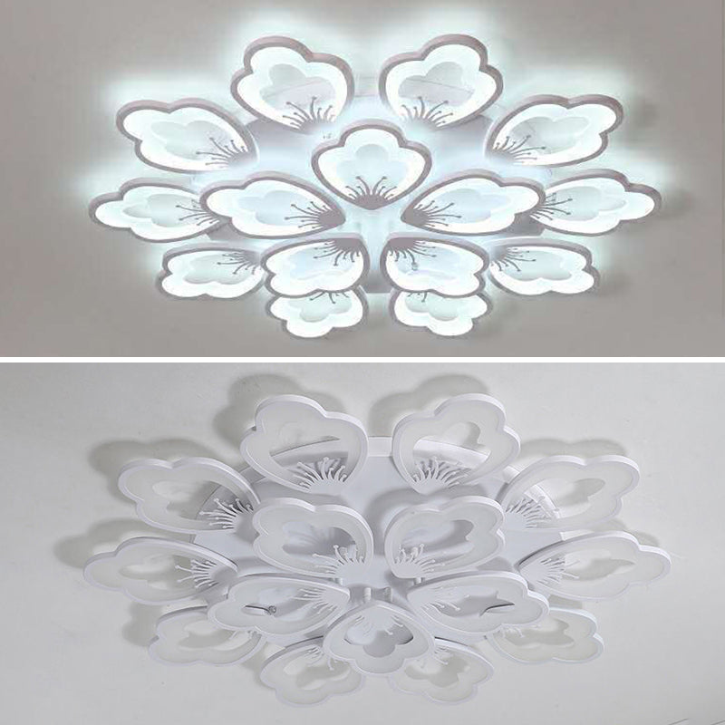 White Acrylic Shade Semi Flush Ceiling Light in Modern Concise Style Radial Metal Indoor Flush Mount