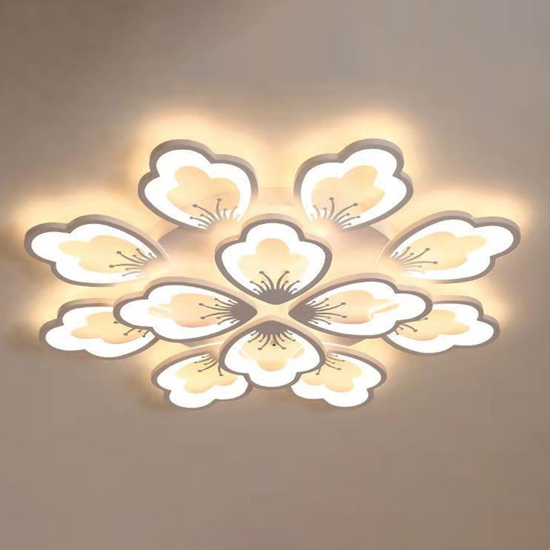 Luz de techo de semi rascilla de tono acrílico blanco en modernos estilo conciso de metal radial de estilo conciso.