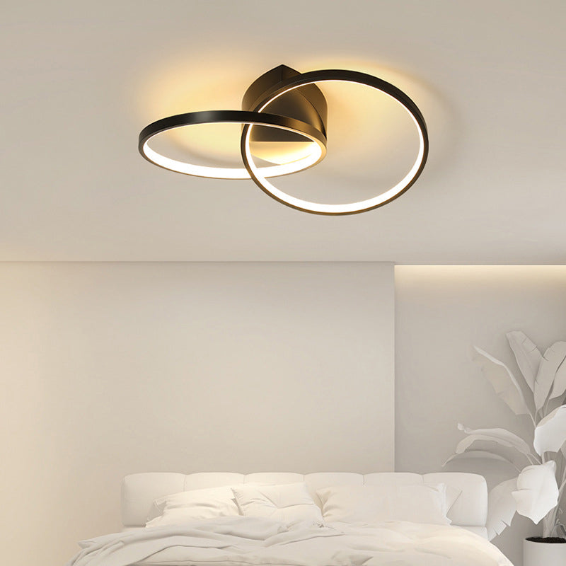 Circular Acrylic Shade LED Semi-Flush Mount in Modern Singular Style 2-Light Metal Indoor Ceiling Fixture