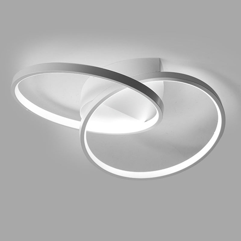 Circular Acrylic Shade LED Semi-Flush Mount in Modern Singular Style 2-Light Metal Indoor Ceiling Fixture