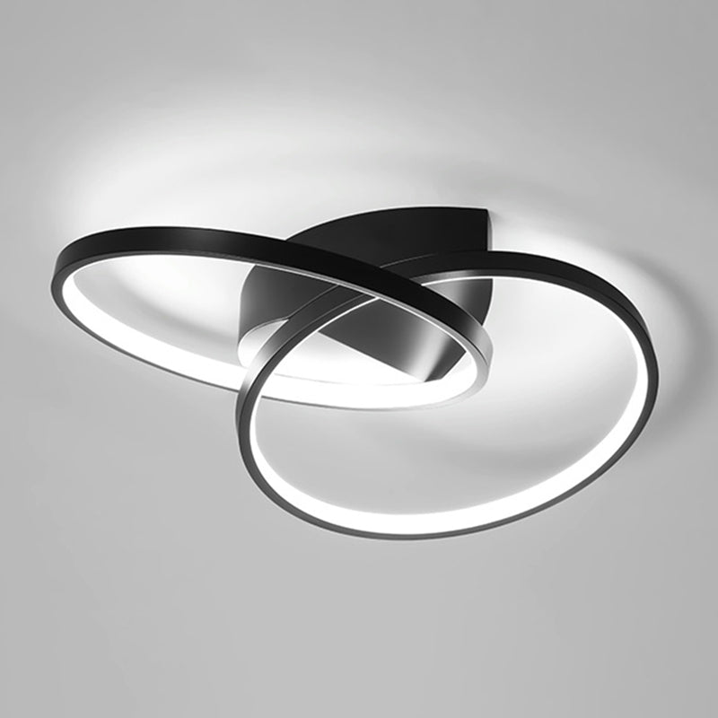 Circular Acrylic Shade LED Semi-Flush Mount in Modern Singular Style 2-Light Metal Indoor Ceiling Fixture