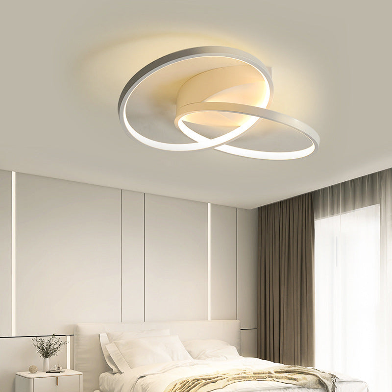 Circular Acrylic Shade LED Semi-Flush Mount in Modern Singular Style 2-Light Metal Indoor Ceiling Fixture