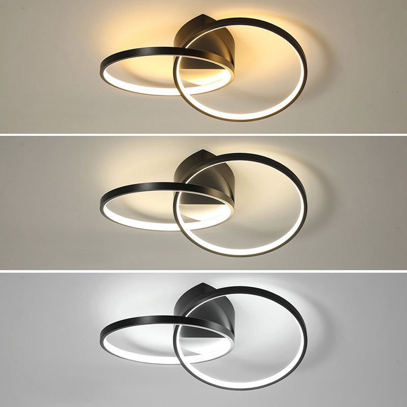 Circular Acrylic Shade LED Semi-Flush Mount in Modern Singular Style 2-Light Metal Indoor Ceiling Fixture