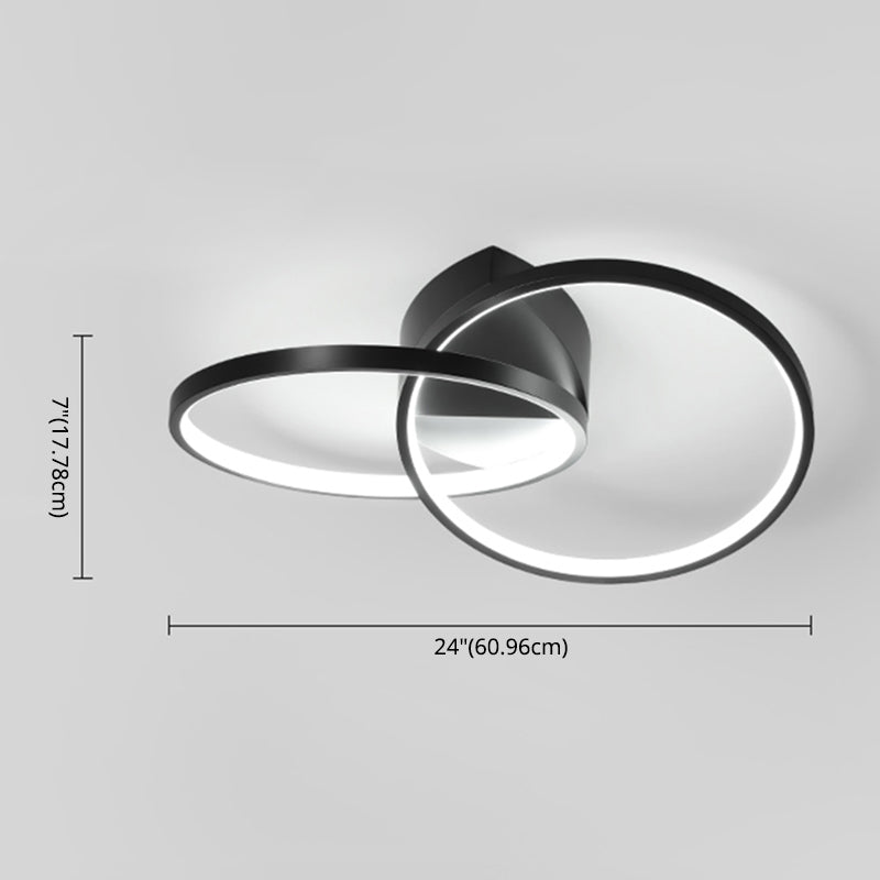 Kreisförmiger Acryl-Schatten-LED-Halbflush-Halterung im modernen singulären Stil 2-Licht-Metall-Innendecke