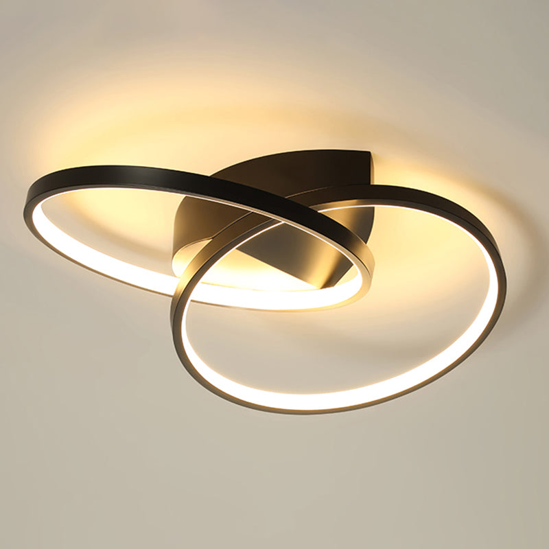 Circular Acrylic Shade LED Semi-Flush Mount in Modern Singular Style 2-Light Metal Indoor Ceiling Fixture