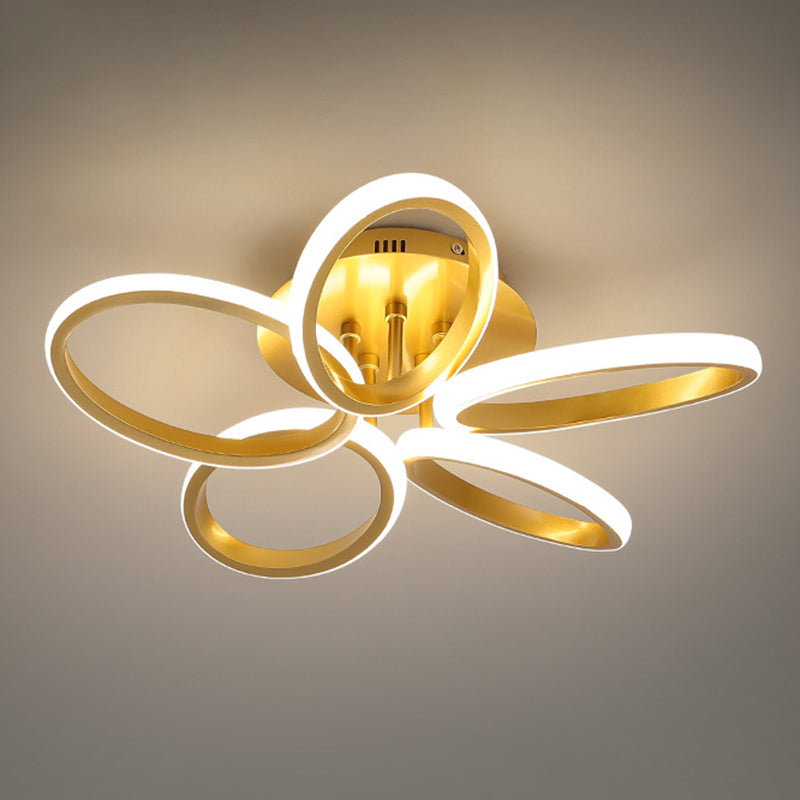 Petaloid Acrylic Shade LED Semi Flush Mount in Modern Simplicity Metal Ceiling Light for Living Room