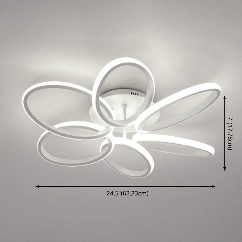 Montaje semi rascushuano de tono acrílico petaloide en simplicidad moderna luz de techo de metal para sala de estar