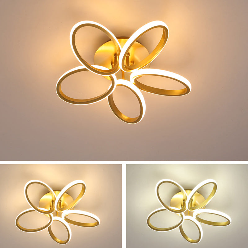 Petaloid Acrylschatten LED Semi Flush Mount in moderner Einfachheit Metall Deckenleuchte für Wohnzimmer