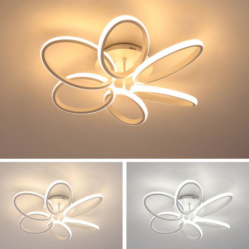 Petaloid Acrylic Shade LED Semi Flush Mount in Modern Simplicity Metal Ceiling Light for Living Room