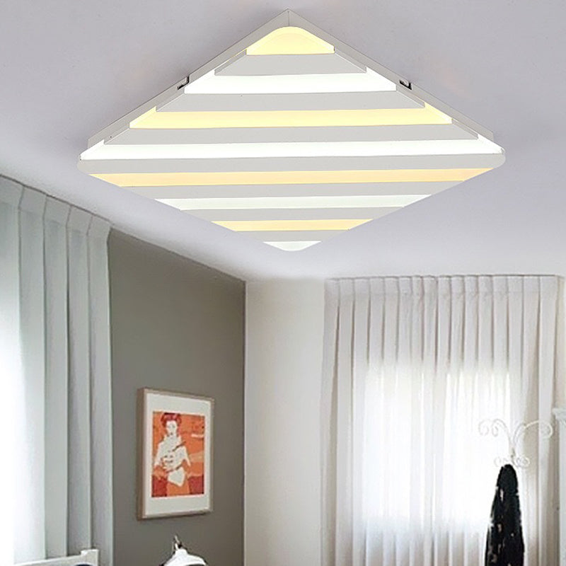 19.5"/23.5" Wide Acrylic Rhombus Ceiling Lighting Modern White LED Flush Mount Light for Bedroom