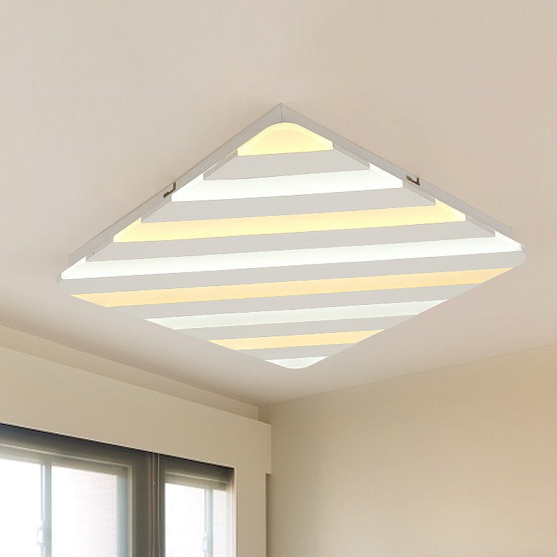 19.5"/23.5" Wide Acrylic Rhombus Ceiling Lighting Modern White LED Flush Mount Light for Bedroom