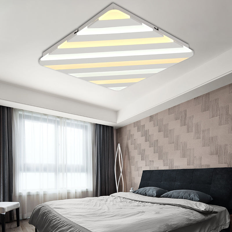 19.5"/23.5" Wide Acrylic Rhombus Ceiling Lighting Modern White LED Flush Mount Light for Bedroom