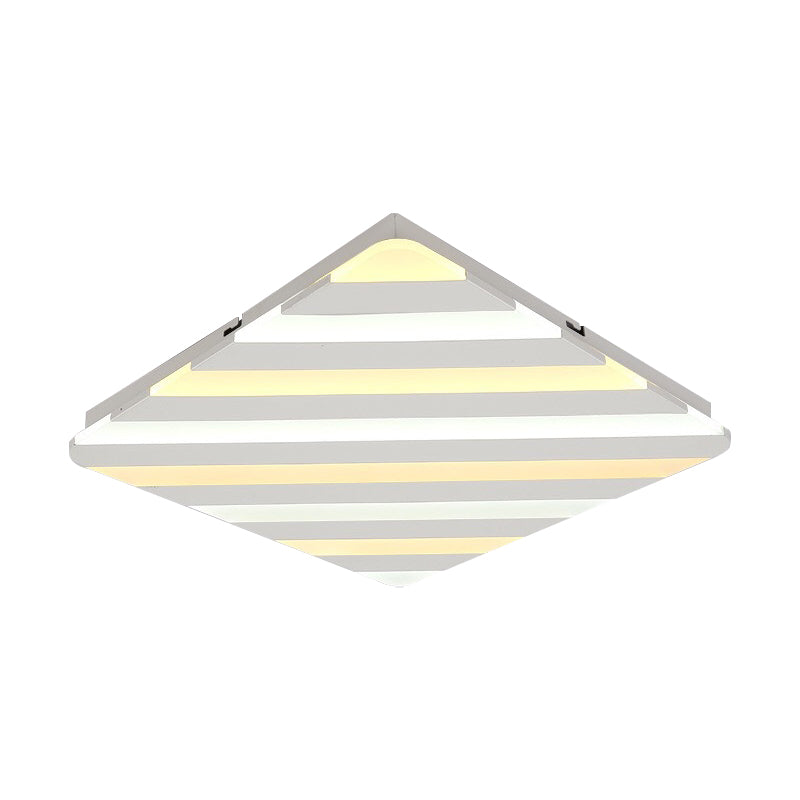 19.5"/23.5" Wide Acrylic Rhombus Ceiling Lighting Modern White LED Flush Mount Light for Bedroom