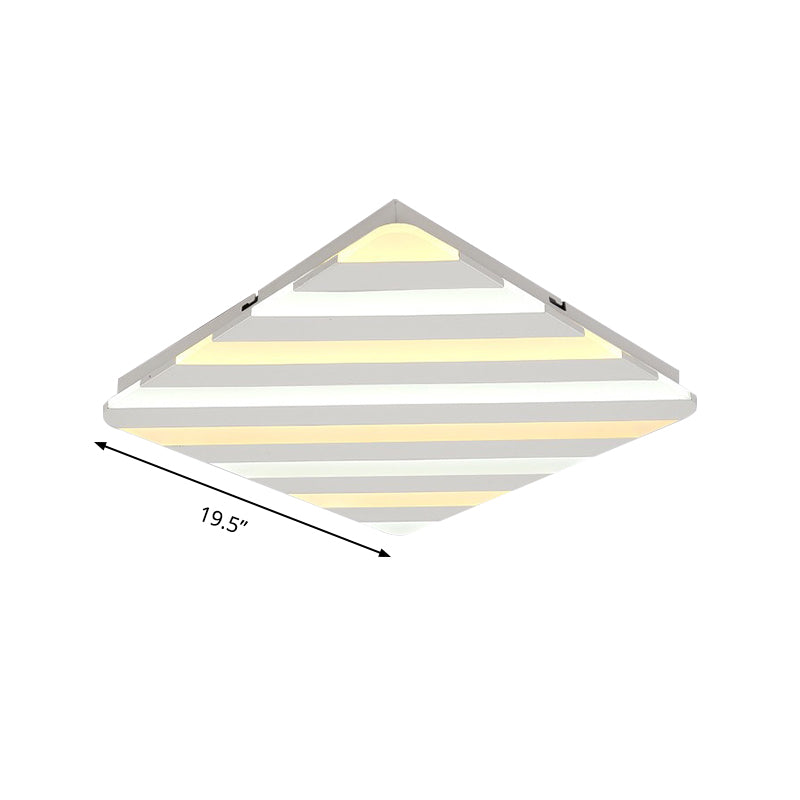 19.5"/23.5" Wide Acrylic Rhombus Ceiling Lighting Modern White LED Flush Mount Light for Bedroom