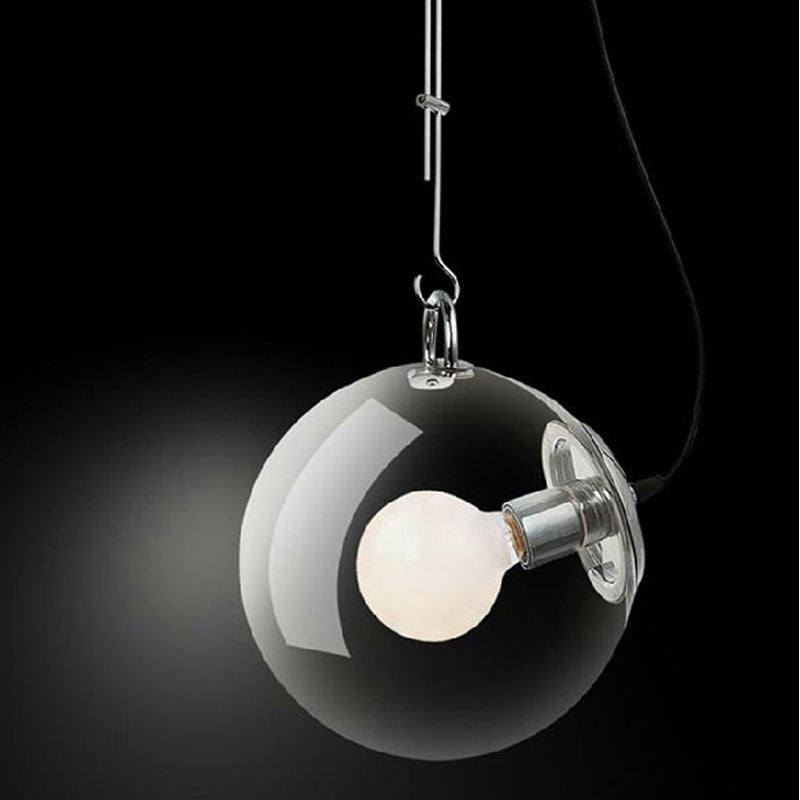 Modern Minimalist Creative Chrome  Suspension Pendant Spherical Glass 1 Light  Bedroom Hanging Ceiling Light