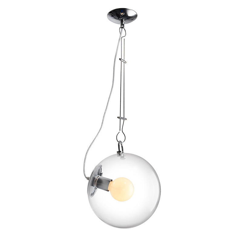 Moderne minimalistische creatieve chroom suspensie hanger bolvormig glas 1 lichte slaapkamer hangend plafondlicht