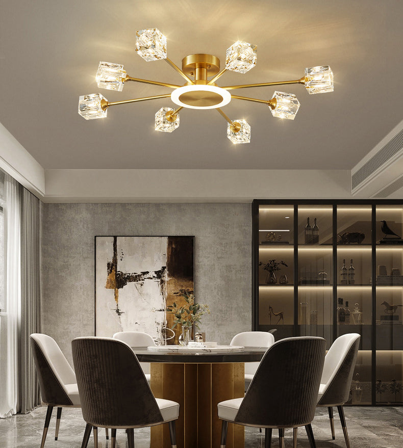 Sputnik Flush Mount Ceiling Light Modern Crystal Ceiling Mount Chandelier