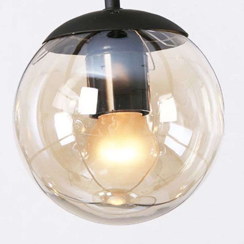 Cognac Glass Globe Plafond Pendant moderne 10 têtes Hanging Light pour les escaliers en spirale