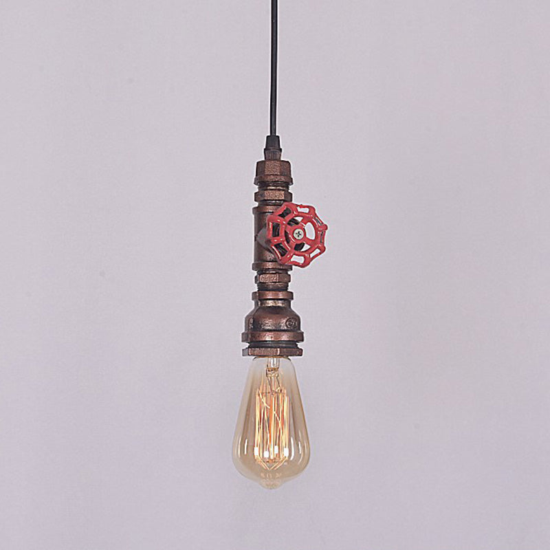 1-Light Water Pipe Creative Suspension Light Vintage Industrial Style Metal Hanging Lamp for Hallway Aisle