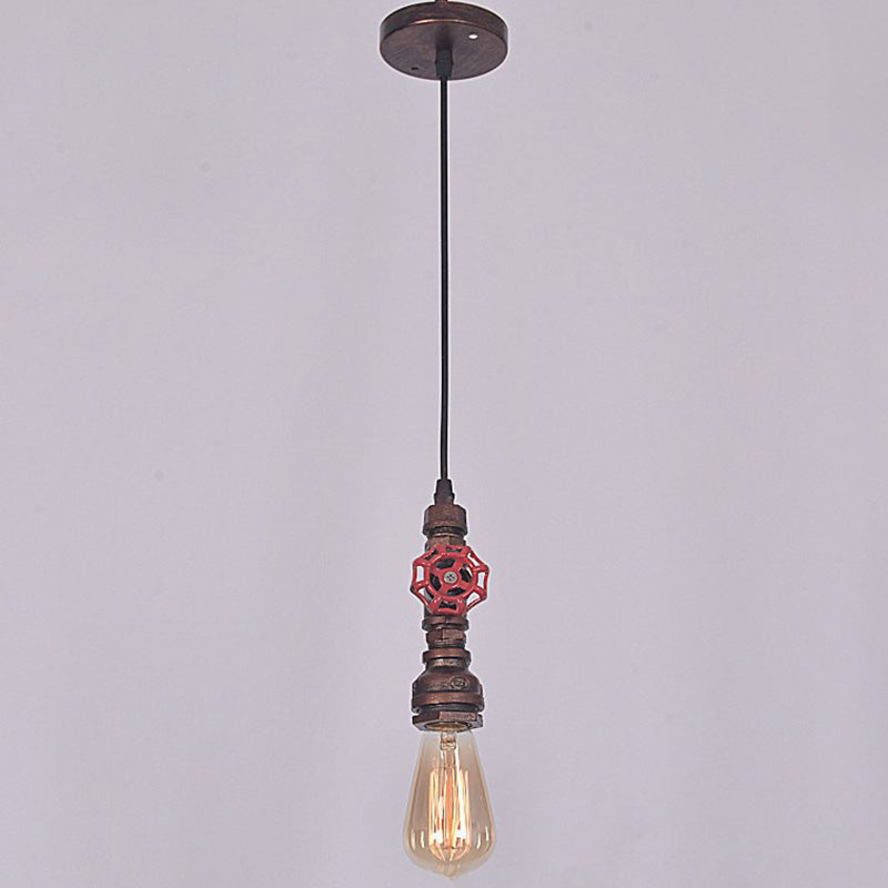 1-Light Water Pipe Creative Suspension Light Vintage Industrial Style Metal Hanging Lamp for Hallway Aisle