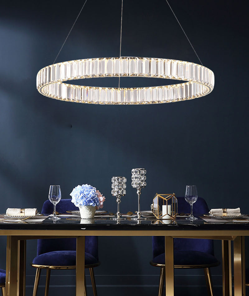 Éclairage d'éclairage de lustre en cercle LED MINIMALM LED CRISTAL PENDANT ÉCLAIRAGE