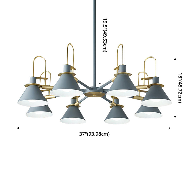 Lustre de lustre conique lumière minimaliste de style minimaliste en métal suspension de suspension