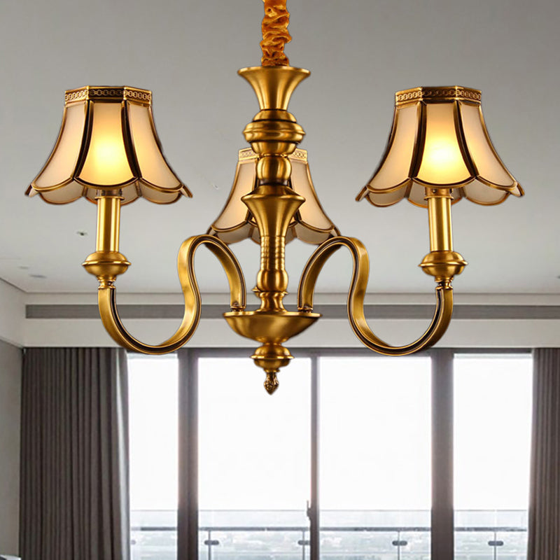 Gold Finish Radial Ceiling Suspension Lamp Colonialism Metal 3/5/6 Heads Living Room Pendant Chandelier