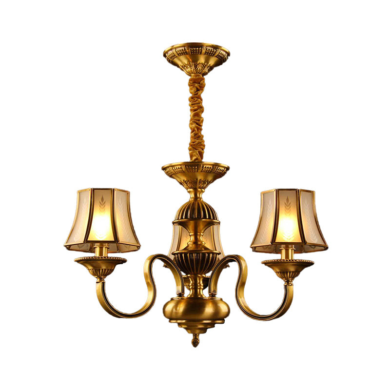 3/5/6 Lichter ausgestattet Kronleuchter Licht Kolonialismus Gold gefrostetes Glashänge Deckenlampe