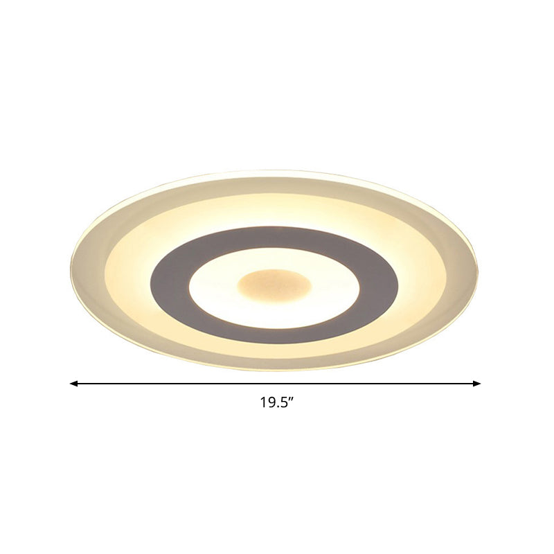 White Disc Flush Mount Halterung Einfacher Stil Weiß 16 "/19.5" /23.5 " Breite LED Deckenleuchte, Außen Weiß Innen Warm/Außen Warm Innen Weißes Licht