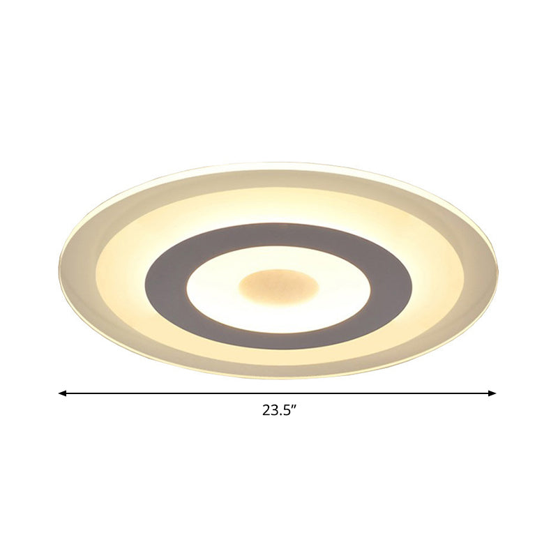 White Disc Flush Mount Halterung Einfacher Stil Weiß 16 "/19.5" /23.5 " Breite LED Deckenleuchte, Außen Weiß Innen Warm/Außen Warm Innen Weißes Licht