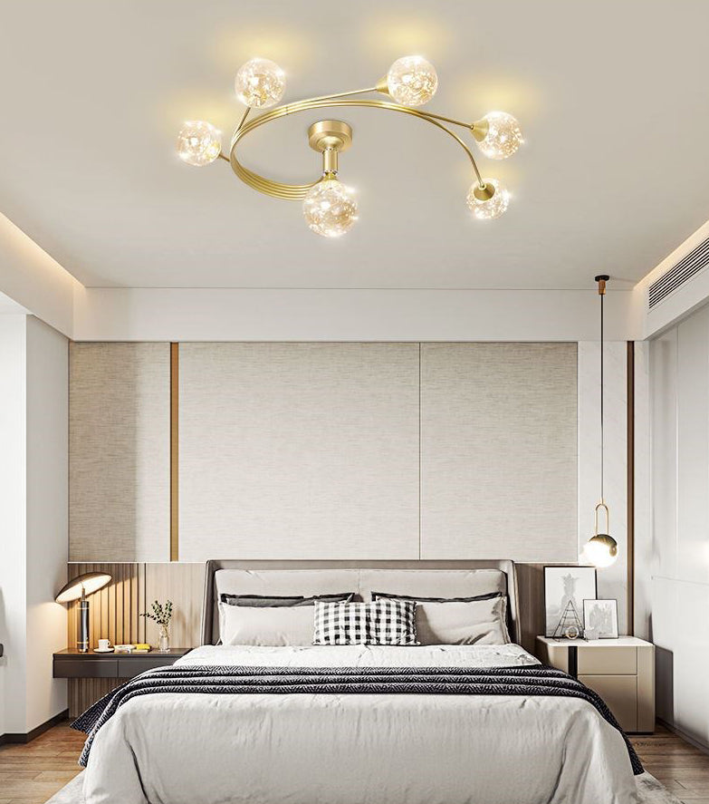 Metal Sputnik LED Semi Flush Mount in Modern Concise Style Indoor Ceiling Light with Globe Glass Shade